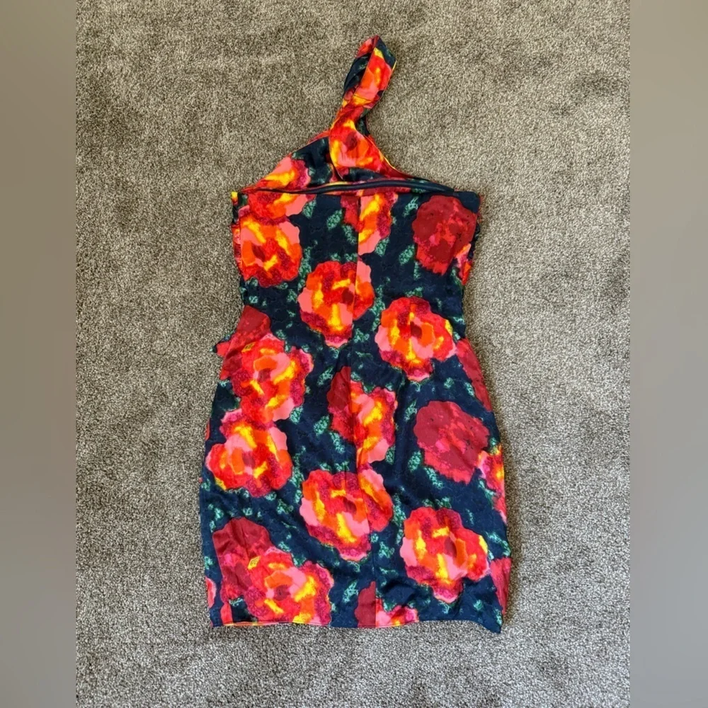 Cinq a Sept Trini Satin Floral Halter Neck Mini Wrap Dress 4